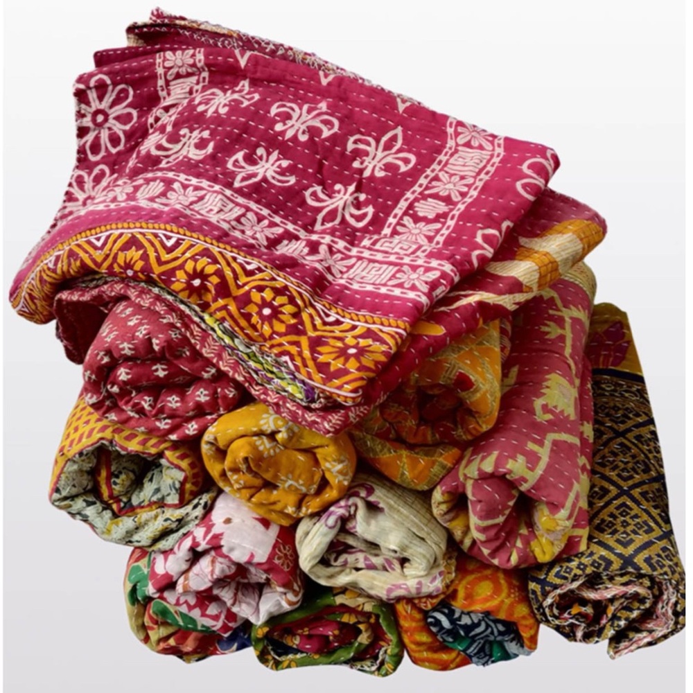 Kantha Upcycled Quilt colors Vary